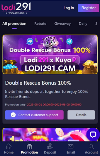 lodi291 double rescue bonus up to 100%